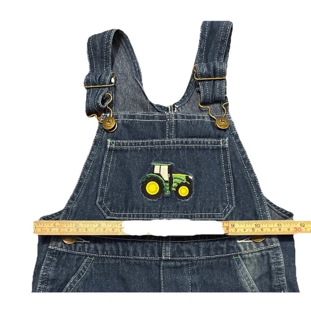 John‎ Deere Toddler Denim Bib Overalls Logo Size 4T Shorts Country Tractor Boys - Picture 6 of 7